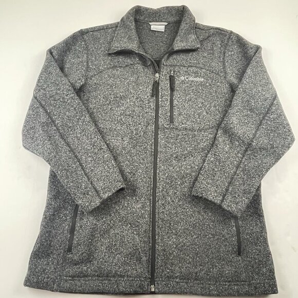 Columbia Full Zip Sweater Jacket Men’s S Black Zip Pockets Knit Polyester - Picture 2 of 9